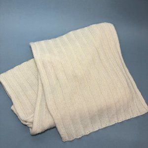 C by Bloomingdale's Soft Cozy Cashmere Cream White Knit Long Winter Scarf NWT